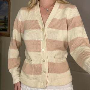 Jones New York Vintage 80s Chunky Striped Cotton Cardigan